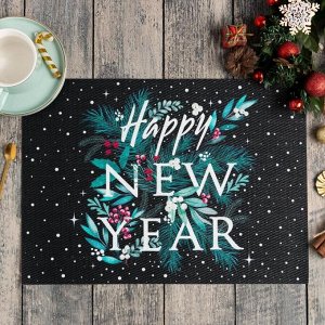 Новогодняя салфетка на стол Happy New Year ПВХ, 40х29 см