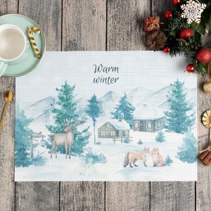 Новогодняя салфетка на стол "Warm winter" ПВх, 40х29 см