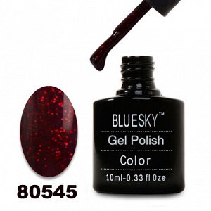 Гель лак Bluesky 80545-Темно-красный с блестками