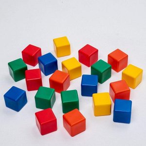 Кубики детские, пластиковые, цветные, 20 штук, 6 х 6 см