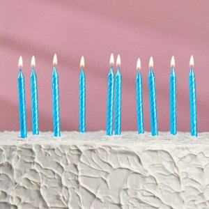 Свечи в торт "Спираль", 6 см, голубые, набор 10 шт