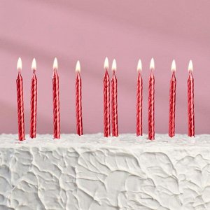 Свечи в торт "Спираль", 6 см, рубиновые, набор 10 шт
