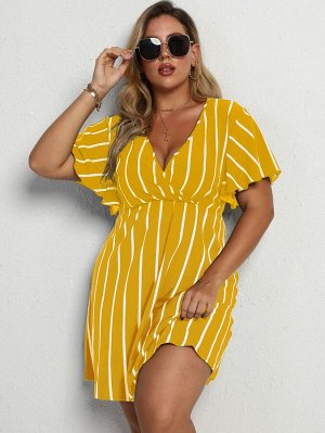 Полосатый Повседневный Платья Plus Size