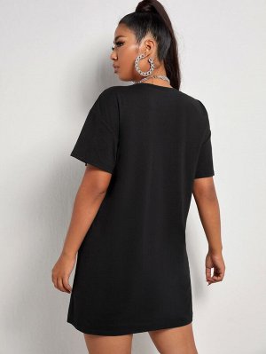 Платье-футболка Plus Size с текстовым принтом