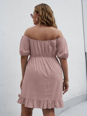 Платье Plus Size с открытыми плечами и узлом
