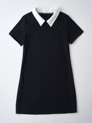 Plus Size Платье-футболка контрастный воротник