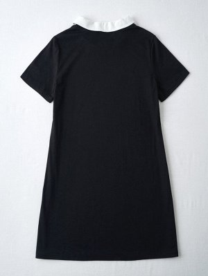 Plus Size Платье-футболка контрастный воротник