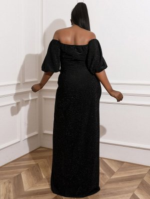 Seomiscky Платье размера плюс с открытыми плечами и пышным рукавом