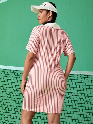 Размера плюс Платье в полоску Теннис