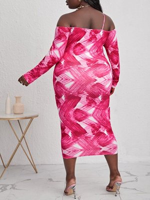 SXY Асимметрическое облегающее платье с принтом тай дай размера плюс