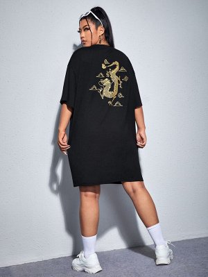 Plus Size Платье-футболка китайский дракон