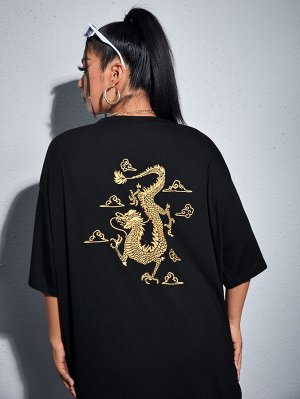 Plus Size Платье-футболка китайский дракон
