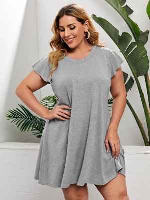 Plus Size Платье-футболка с круглым воротником