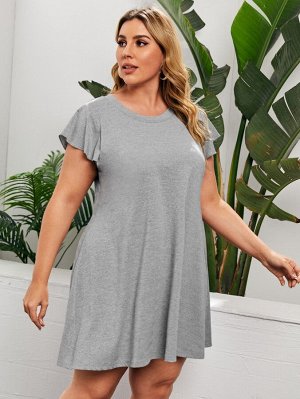 Plus Size Платье-футболка с круглым воротником