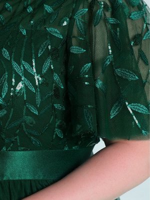 EVER-PRETTY Сетчатое платье размера плюс с узором листьев