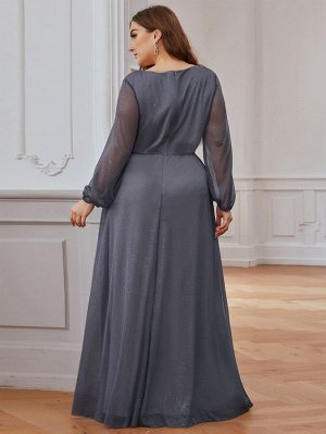 EVER-PRETTY Платье макси размера плюс с разрезом и сборкой