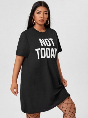 Платье-футболка Plus Size с текстовым принтом