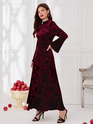 SheIn Бархатное платье с цветочным принтом