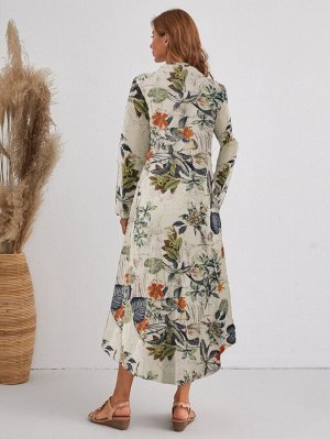 Платье-рубашка на пуговицах с цветочным принтом