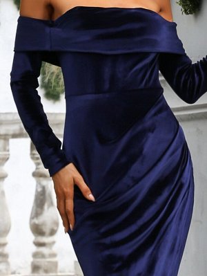 Missord Вечернее платье с открытыми плечами с молнией высоким разрезом