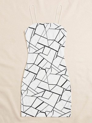 Облегающее платье с геометрическим принтом