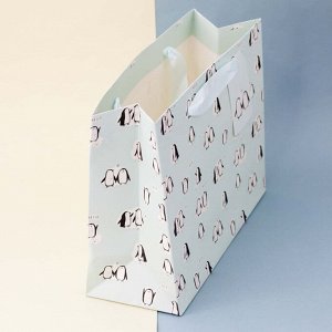 Подарочный пакет "Animals penguin", green