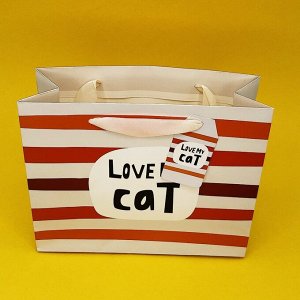 Пакет подарочный "Live my cat", S