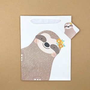 Подарочный пакет(S) "Sloth", white
