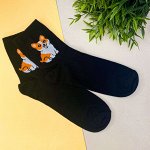 Носки женские &quot;Dog&quot;, черный, р. 35-40