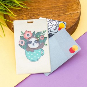 Держатель для карт &quot;Sloth with flowers&quot; (6,5 х 10,4 см)