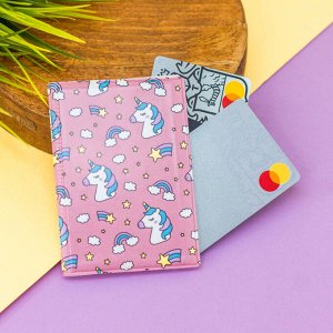 Держатель для карт-книжка "Rainbow Unicorn pink" (7 х 10 см)