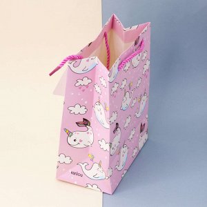 Подарочный пакет(S) "Whalecorn", pink