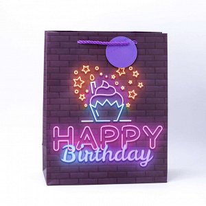 Подарочный пакет(M) "Sign neon", purple