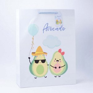 Подарочный пакет(L) "Happy avocado", blue