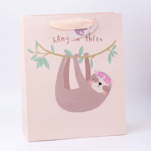 Подарочный пакет(M) "Sloth", pink