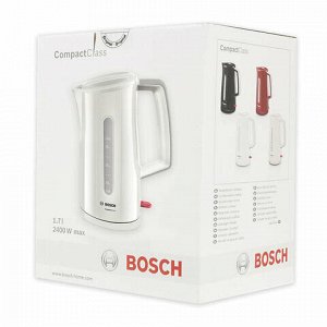 Чайник BOSCH TWK3A011, 1,7 л, 2400 Вт, закрытый нагревательный элемент, пластик, белый