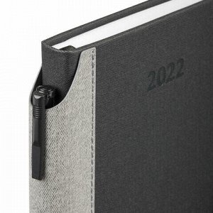 Ежедневник датированный 2022 А5 138x213 мм BRAUBERG "Mosaic", под кожу, карман для ручки, черный, 112800