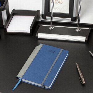 Ежедневник датированный 2022 А5 138x213 мм BRAUBERG "Mosaic", под кожу, карман для ручки, синий, 112802