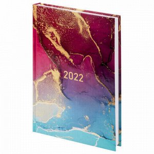 Ежедневник датированный 2022 (145х215 мм), А5, STAFF, ламинированная обложка, "Marble", 113343