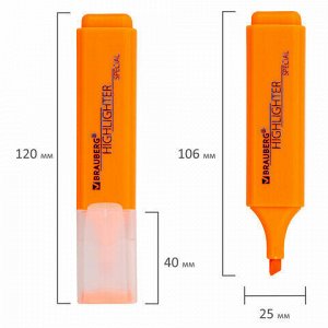 Текстовыделитель BRAUBERG "SPECIAL", ОРАНЖЕВЫЙ, линия 1-5 мм, 151905