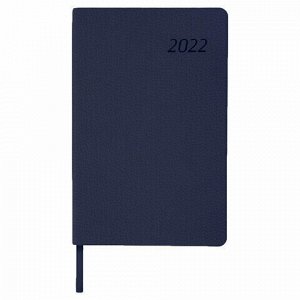 Ежедневник датированный 2022 А5 138x213 мм BRAUBERG "Stylish", под кожу, темно-синий, 112787