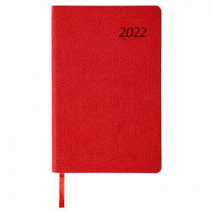 Ежедневник датированный 2022 А5 138x213 мм BRAUBERG "Stylish", под кожу, красный, 112794