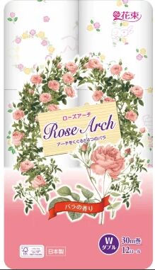 Бумага туалетная Marutomi "Rose Arch" 2-х слойная, 30м х 0,108м, 12 рул/уп