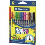 Ручки капиллярные (линеры) 12 ЦВЕТОВ CENTROPEN &quot;Happy Liner&quot;, линия письма 0,3 мм, 2521/12, 2 2521 1202