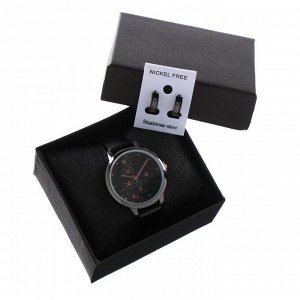 Подарочный набор 2 в 1 ""Эмина"": наручные часы, d=3.7 см, серьги   5256928