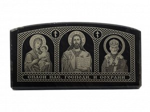 Триптих настольный малый "Богородица, Иисус, Николай" 85*45*20мм.