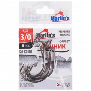 Крючок Marlin's Offset 7316 BN, №3/0, 6 шт.