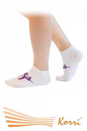 Носки спортивные, с большим рисунком гимнастки, укороченный паголенок (упаковка 6 шт)