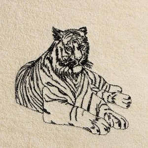 Комплект полотенец в коробке «Тигр с тигрёнком» 50х90, 70х140 см, молочный МИКС