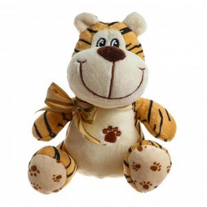 Мягкая игрушка «Тигр», с бантом, 14 см